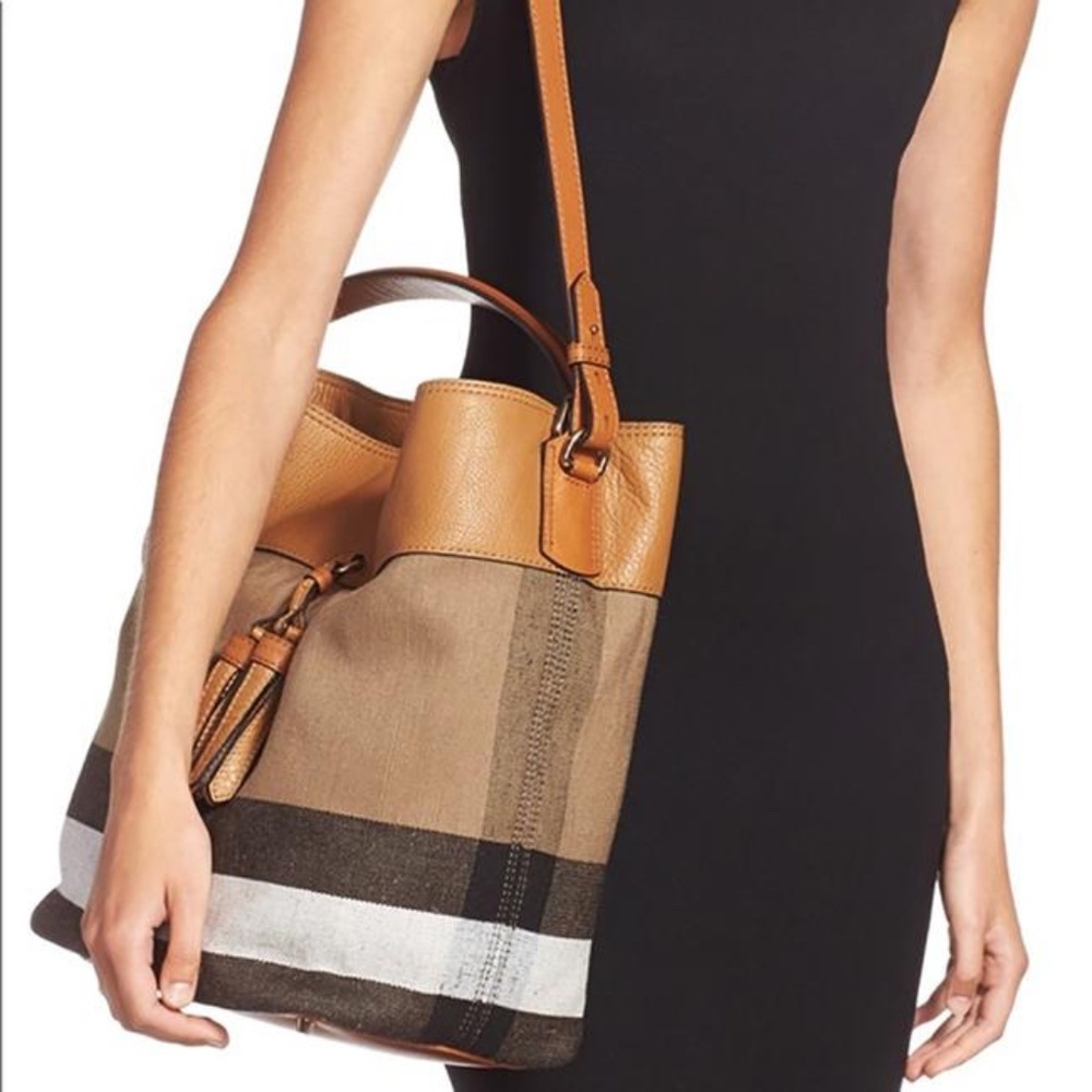 Burberry Ashby Tassel Medium Brown Canvas and Calfskin Leather Hobo Bag - Picture 2 of 16